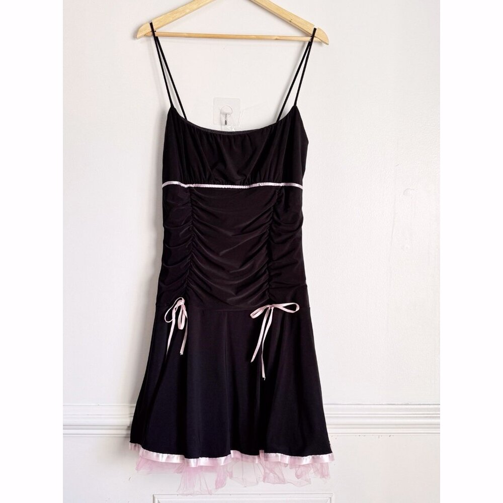Taboo Y2K Black Babydoll Ballerina Mini Dress VTG XXL (XS) Goth Grunge